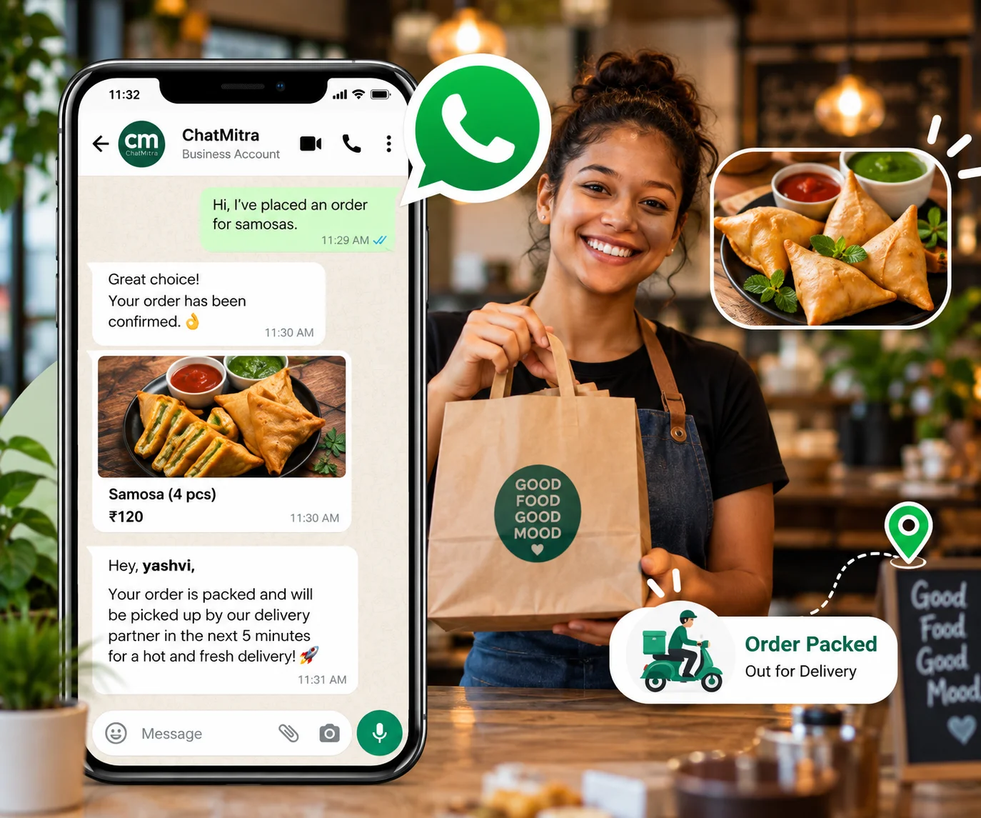 Keep diners posted from kitchen to doorstep