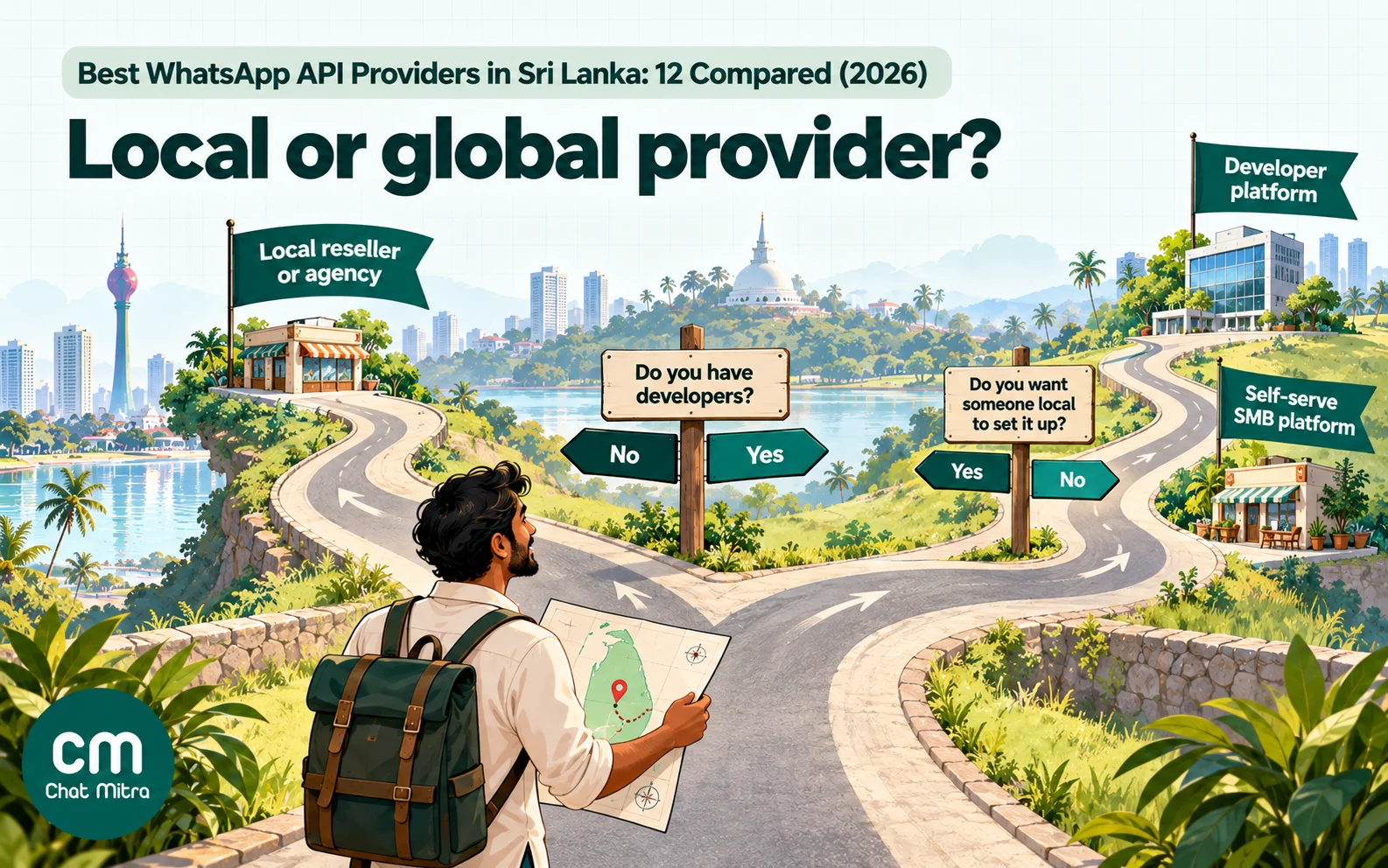 Decision guide for Sri Lankan businesses choosing between a local WhatsApp API reseller, a self-serve SMB platform and a developer platform