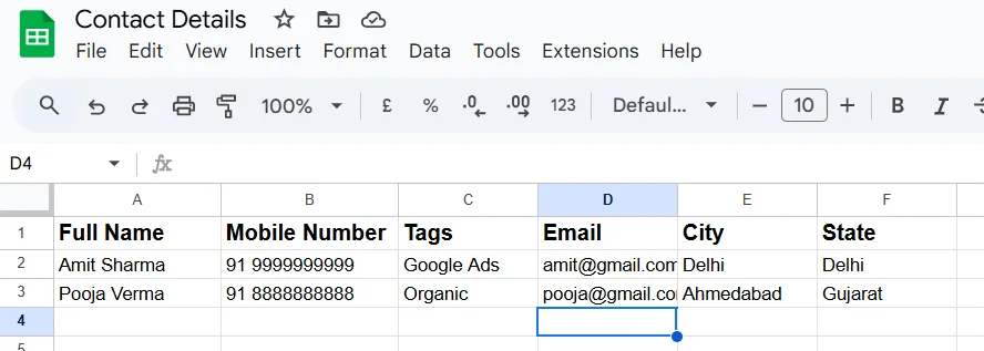 CSV File Format Example with Sample Data