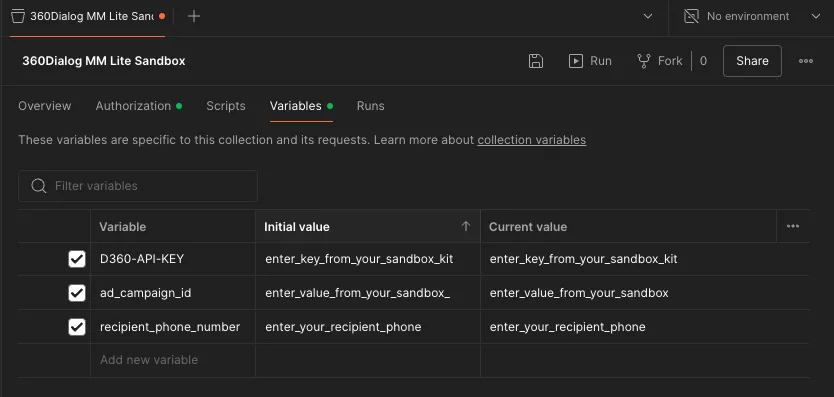 Example of an MM API error response