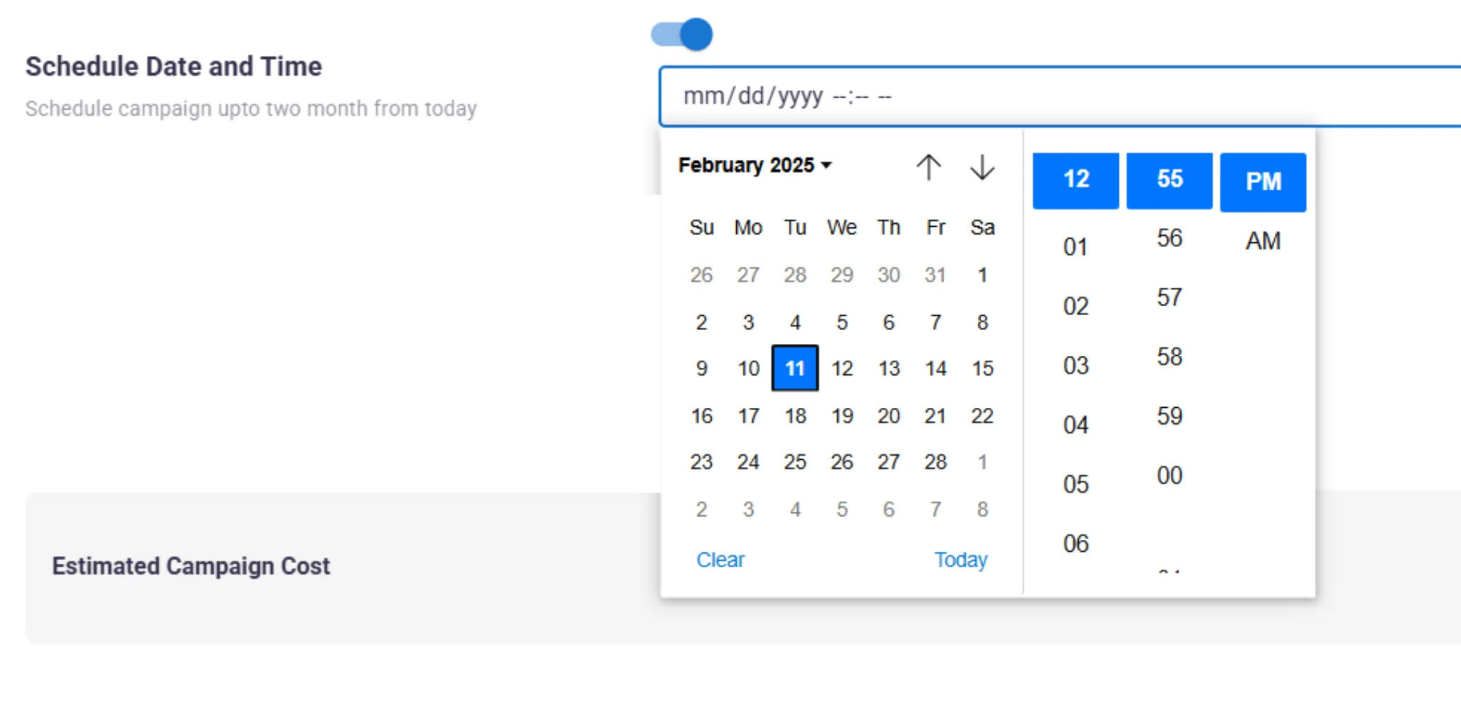 Set Schedule Date and Time