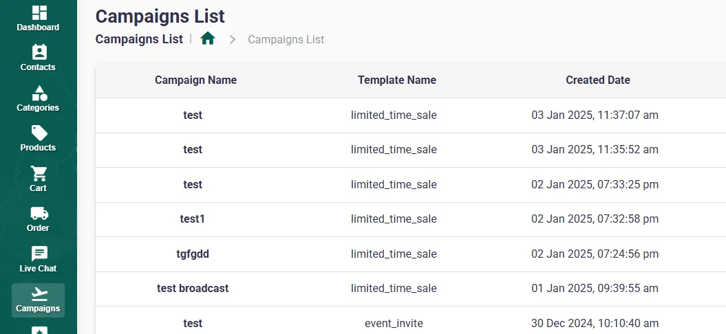 View Scheduled Campaigns List