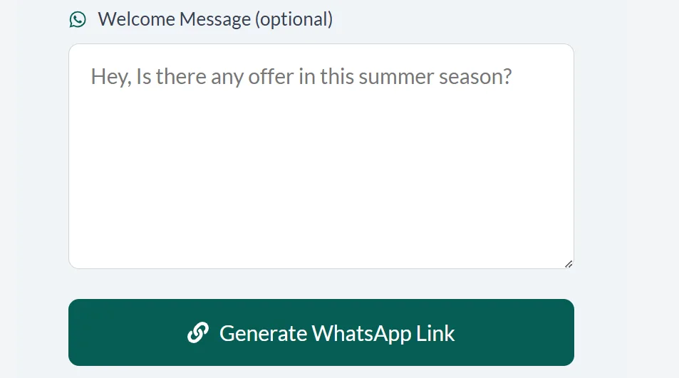 WhatsApp Link Generator - Add Custom Message field
