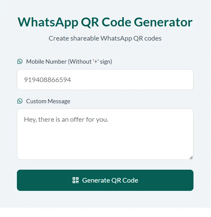 Custom Message Screenshot